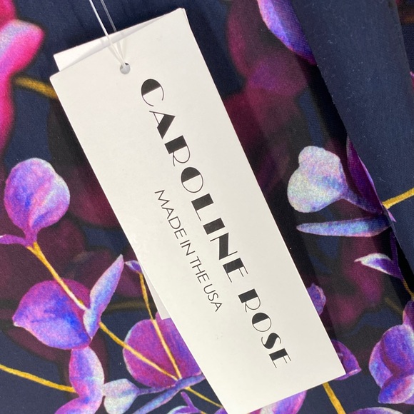 Caroline Rose NWT Navy Fuchsia Floral Bell Sleeve Tunic Top L $428 - Picture 5 of 8